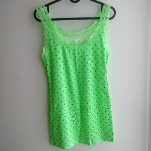 Women Top | Fluorescent green color | Polka dots
